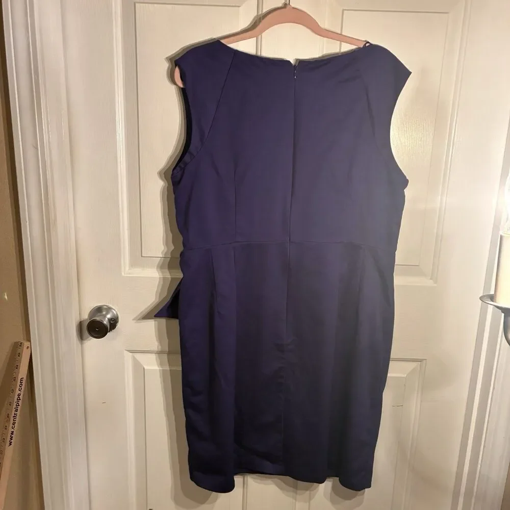 Worthington Woman Stretch Blue, Sleeveless, Crossover Dress W/ Ruching Size 18W